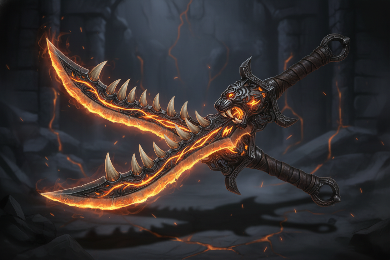 Song Đao Lưỡi Hổ (Tiger Fang Dual Blades) kiểu dark soul